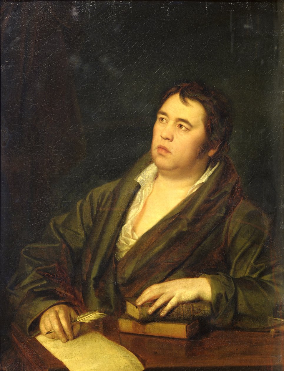 Portrait of the poet Ivan A. Krylov, 1812  by Roman Maximovich Volkov