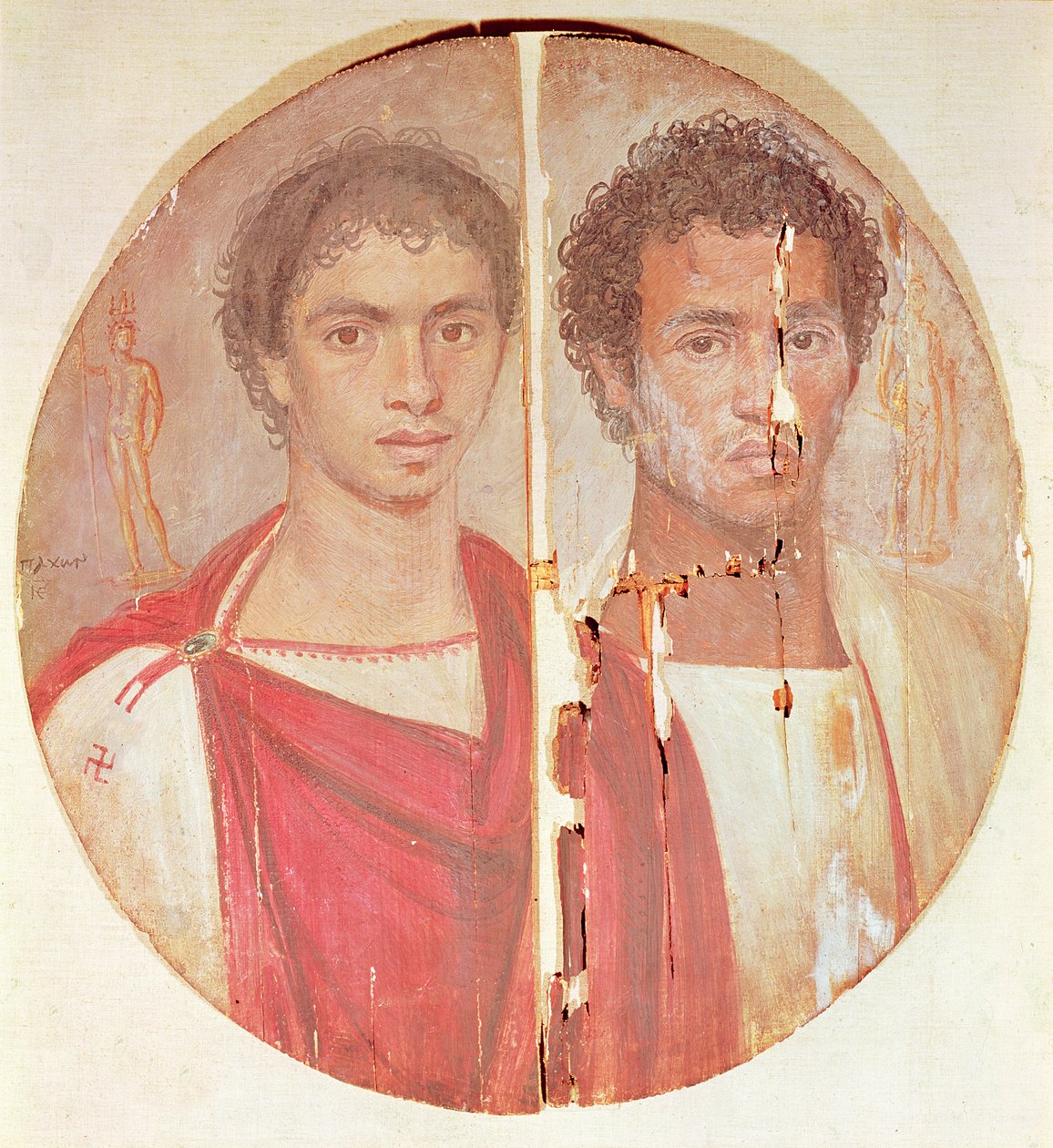 İki kardeşin portresi (ahşap üzerine çini boyama) by Roman Period Egyptian