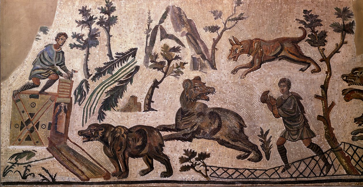 Ayı avı (mozaik, MÖ 4. yy) by Roman