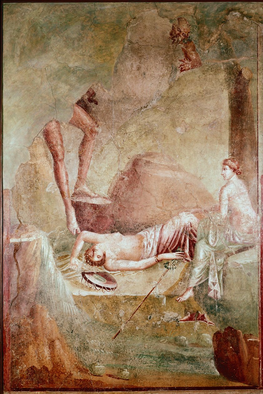 Sarhoş uyuyan maenad (fresk by Roman