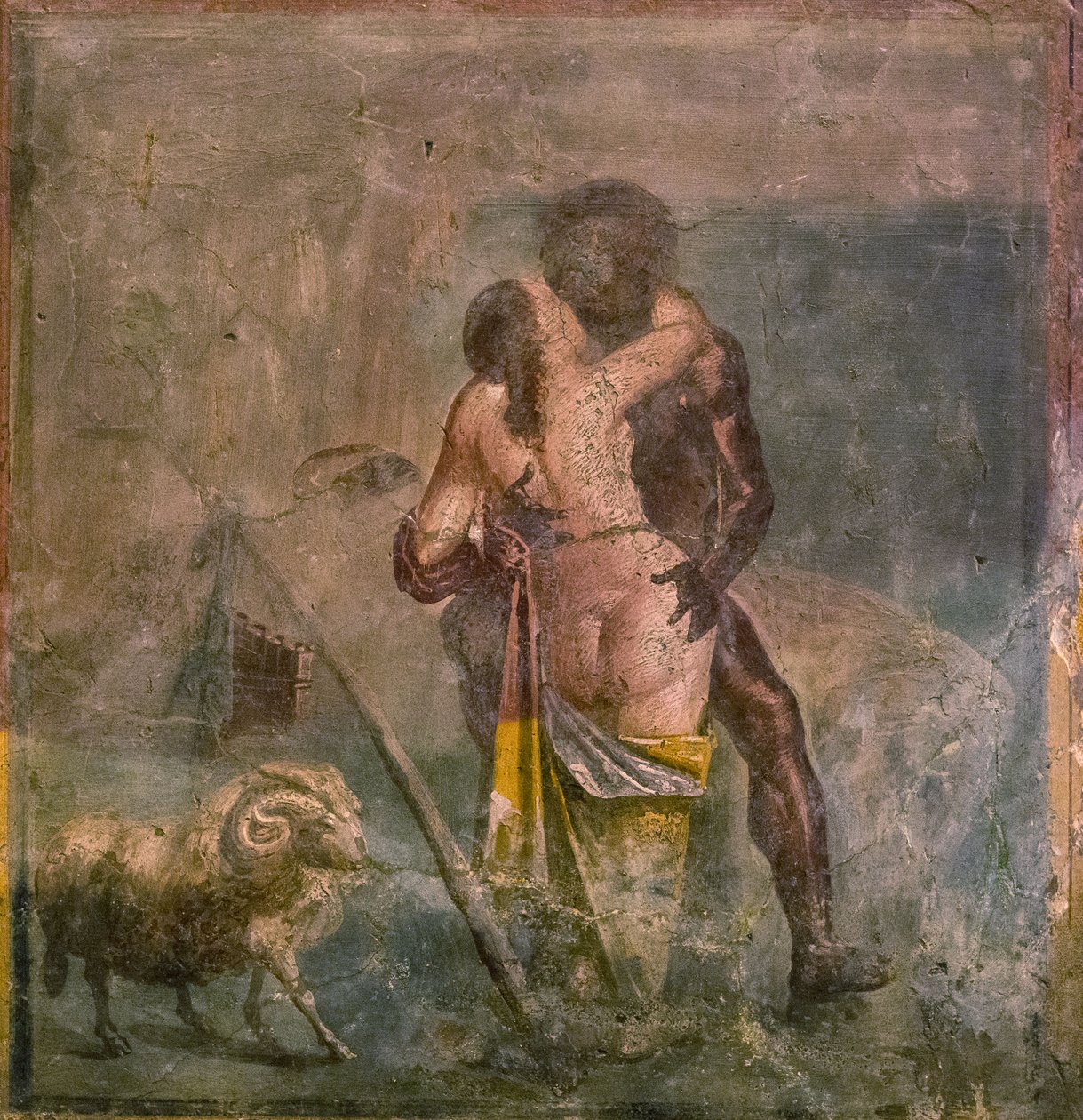 Galatea ve Polyphemus, 1. yüzyıl. by Roman Pompeian wall painting.