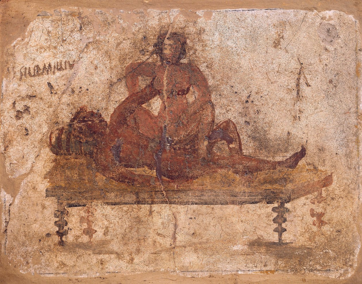 İtalya, Pompei'den erotik konuyu tasvir eden fresk by Roman Roman