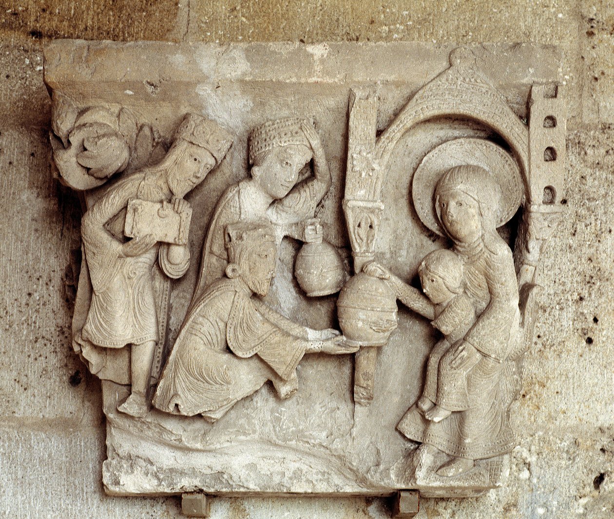 Magi hayranlığı (oyulmuş sermaye) by Romanesque