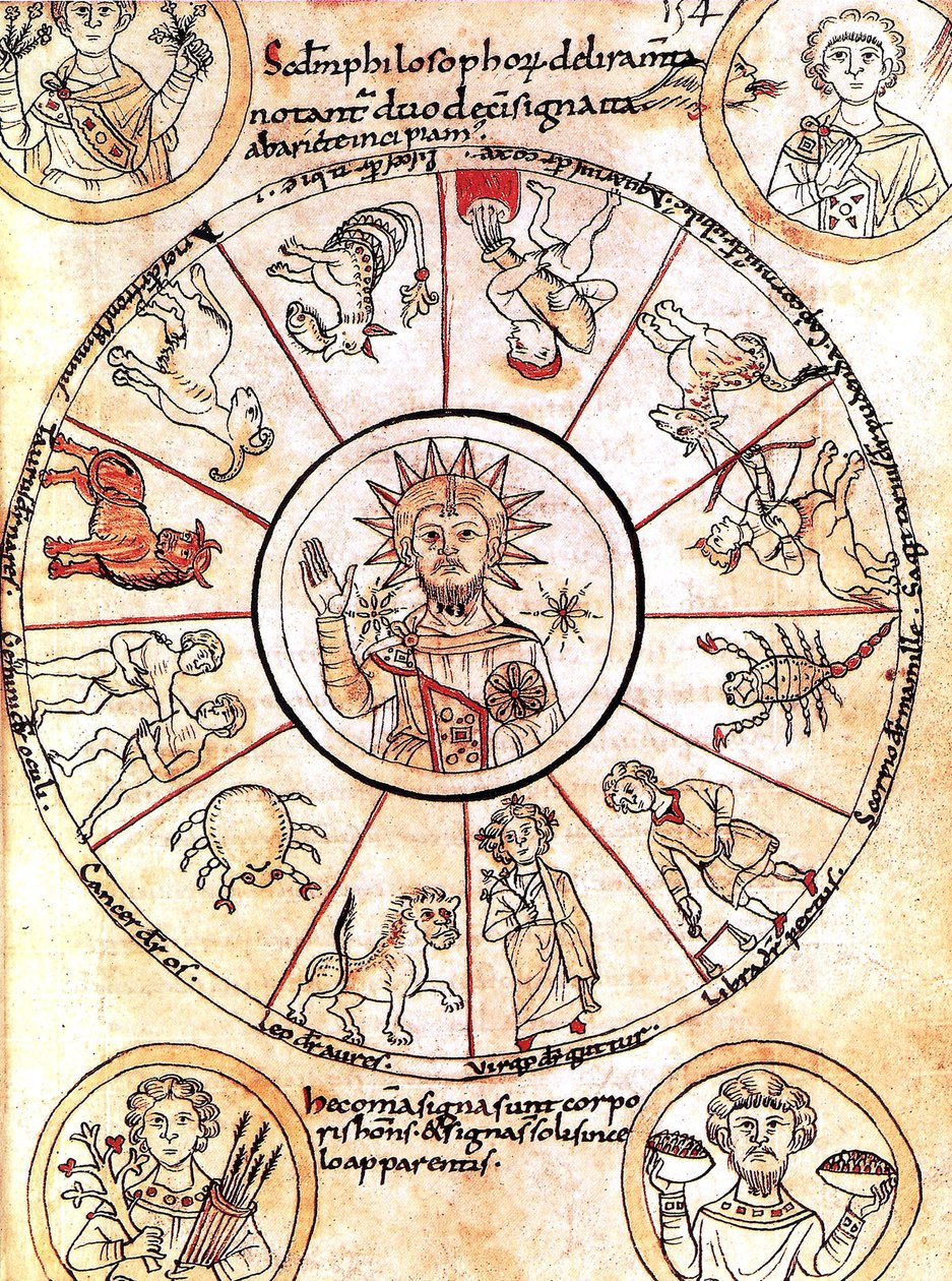 Zodyak işaretleri ile çevrili güneş by Romanesque
