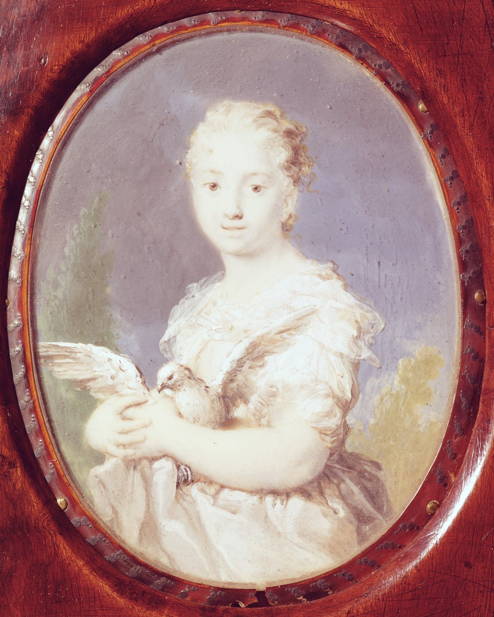 ಪಾರಿವಾಳ (ಮುಗ್ಧತೆ) ಟರ್ಕಿಯೊಂದಿಗೆ ಯುವ ಹುಡುಗಿ by Rosalba Giovanna Carriera