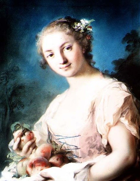 Yaz: şeftali tutan bir kız by Rosalba Giovanna Carriera