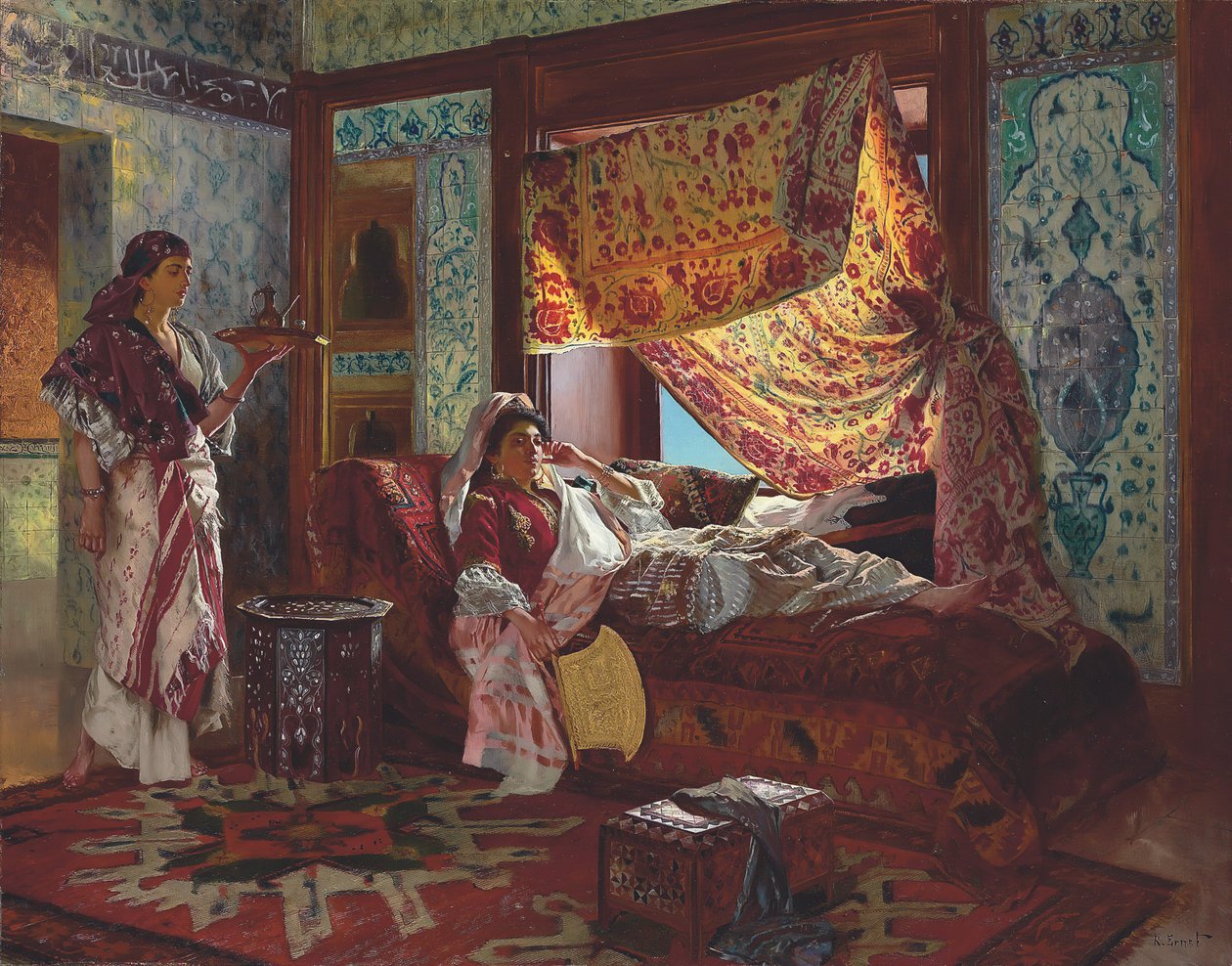 Haremde çay içmek. by Rudolf Ernst