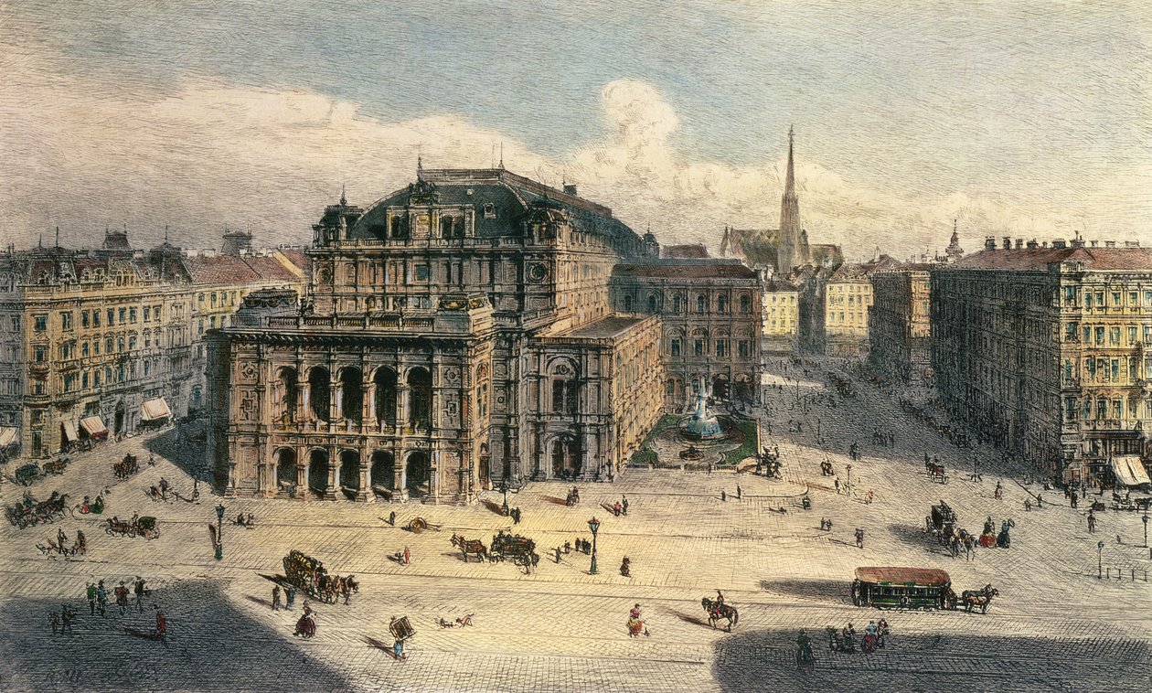 Viyana Devlet Opera Binası, 1869 dolayları by Rudolf von Alt