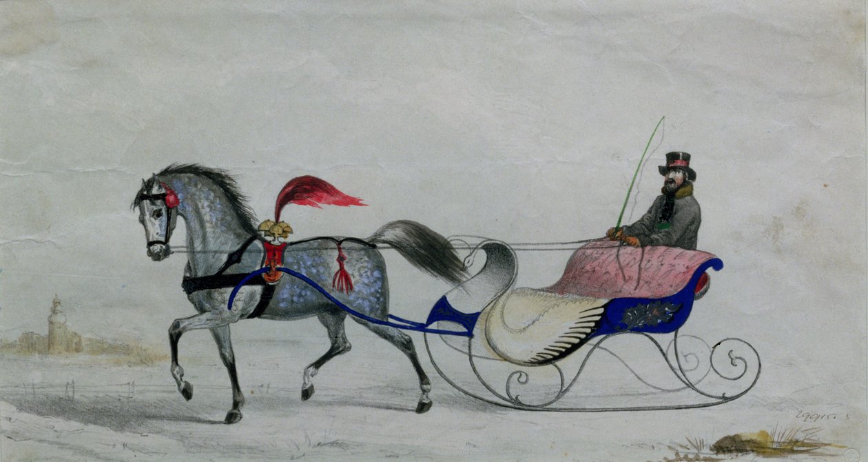 Atlı Kızak (dijital detay) by Russian School