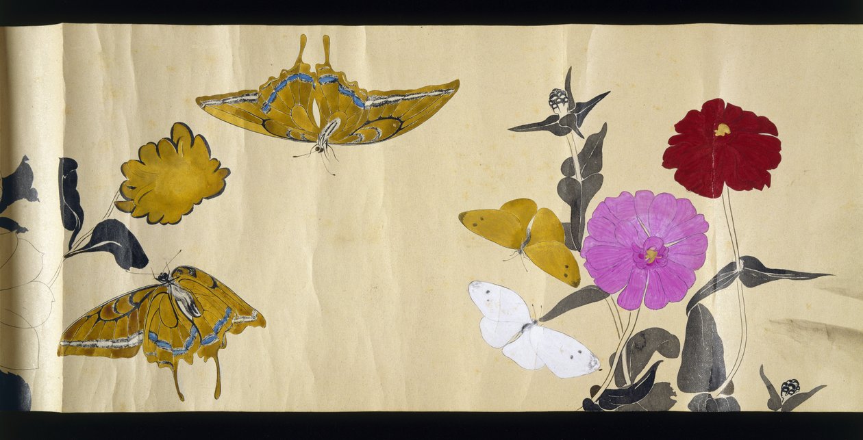 Wildlife Friends (Yasei no Tomo), Taisho Period, Taisho 7th Year, c.1918 (ink & wc on wove paper decorated with mica) by Ryoka Kawakami