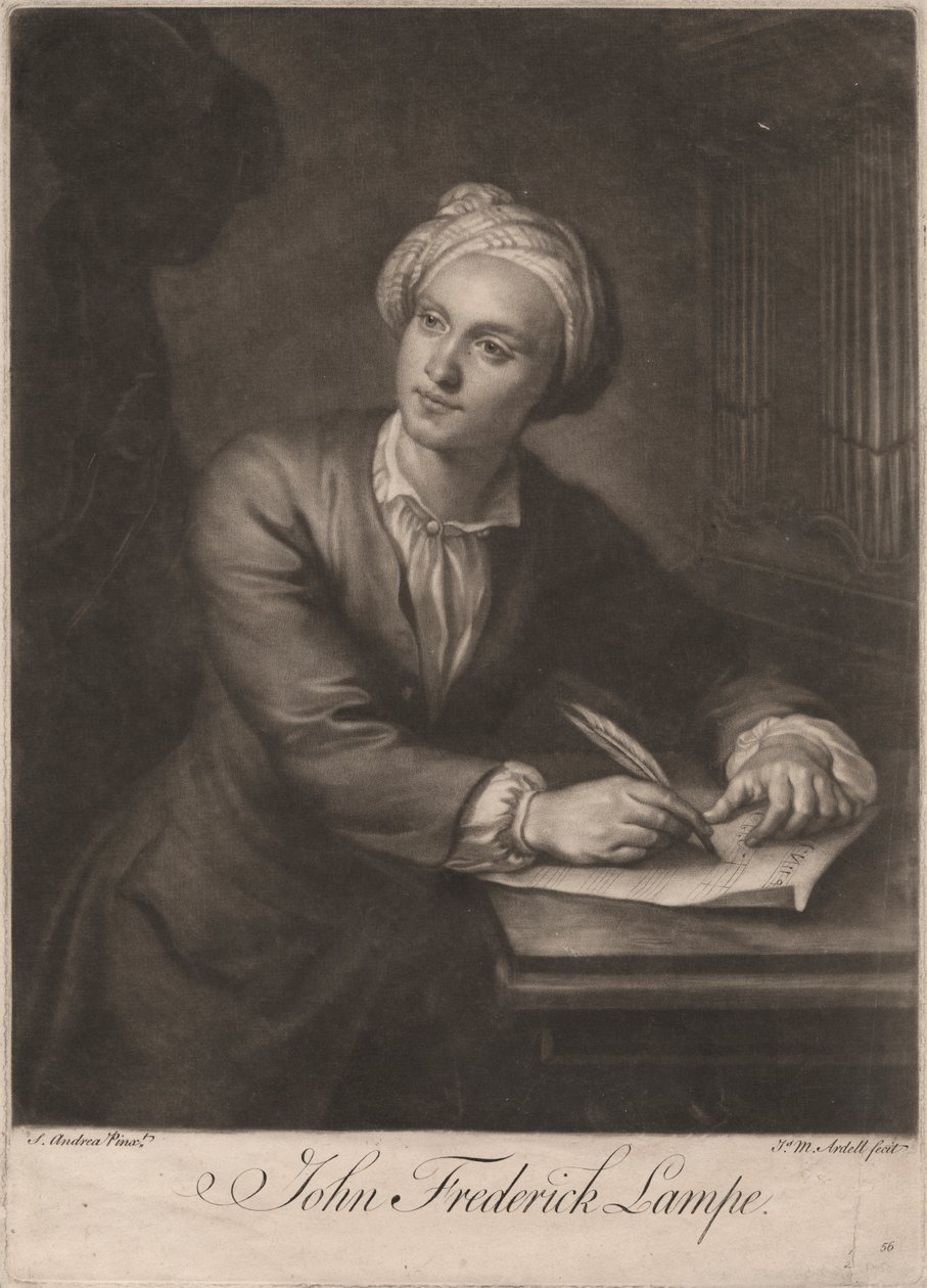 John Frederick Lampe, James McArdell (c.1729-65), c.1765 (mezzotint) tarafından oyulmuş by S. Andrea