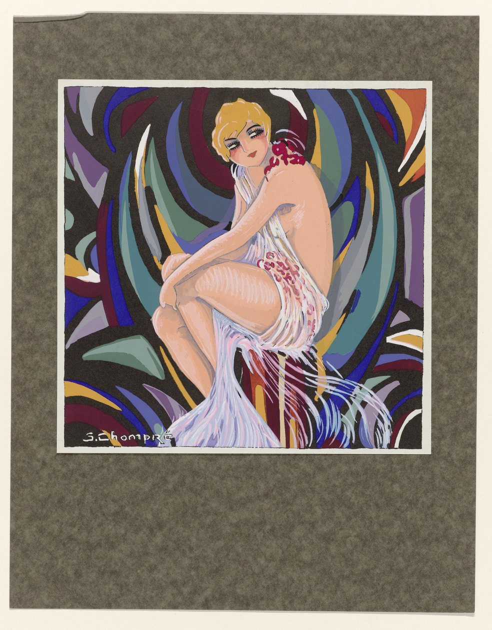 Femmes Modernes, 1926: Perdeli oturan kadın. by S Chompré