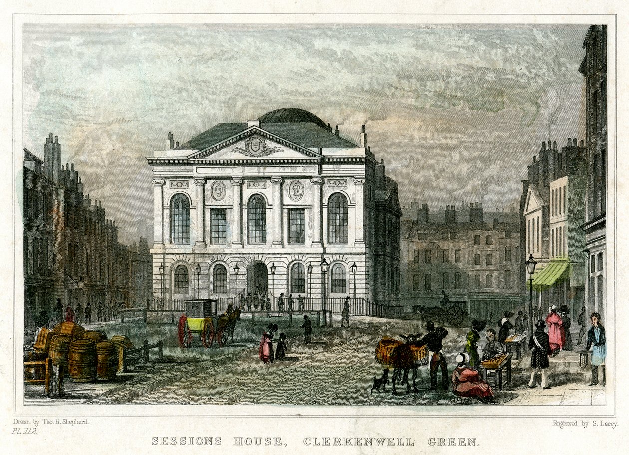 Sessions House, Clerkenwell Green, Islington, Londra, 1831. by S. Lacey