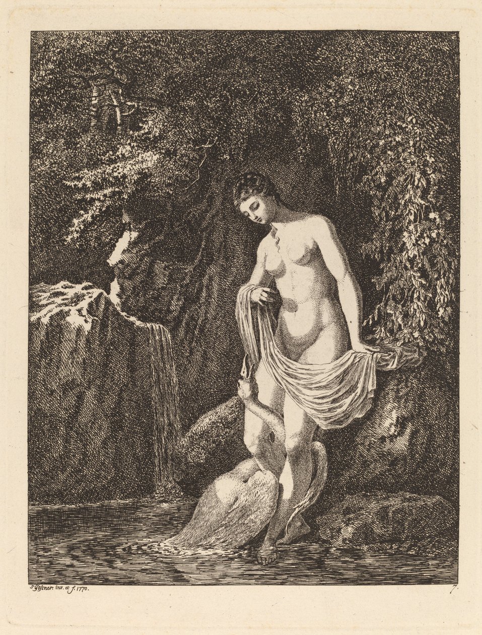 Leda ve Kuğu, 1770. by Salomon Gessner