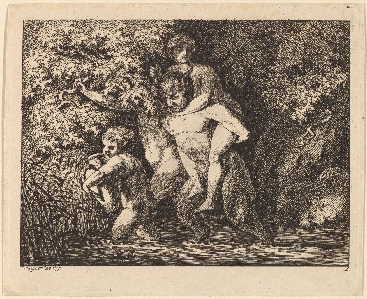 Bir Periyi Taşıyan Satyr, 17691771. by Salomon Gessner