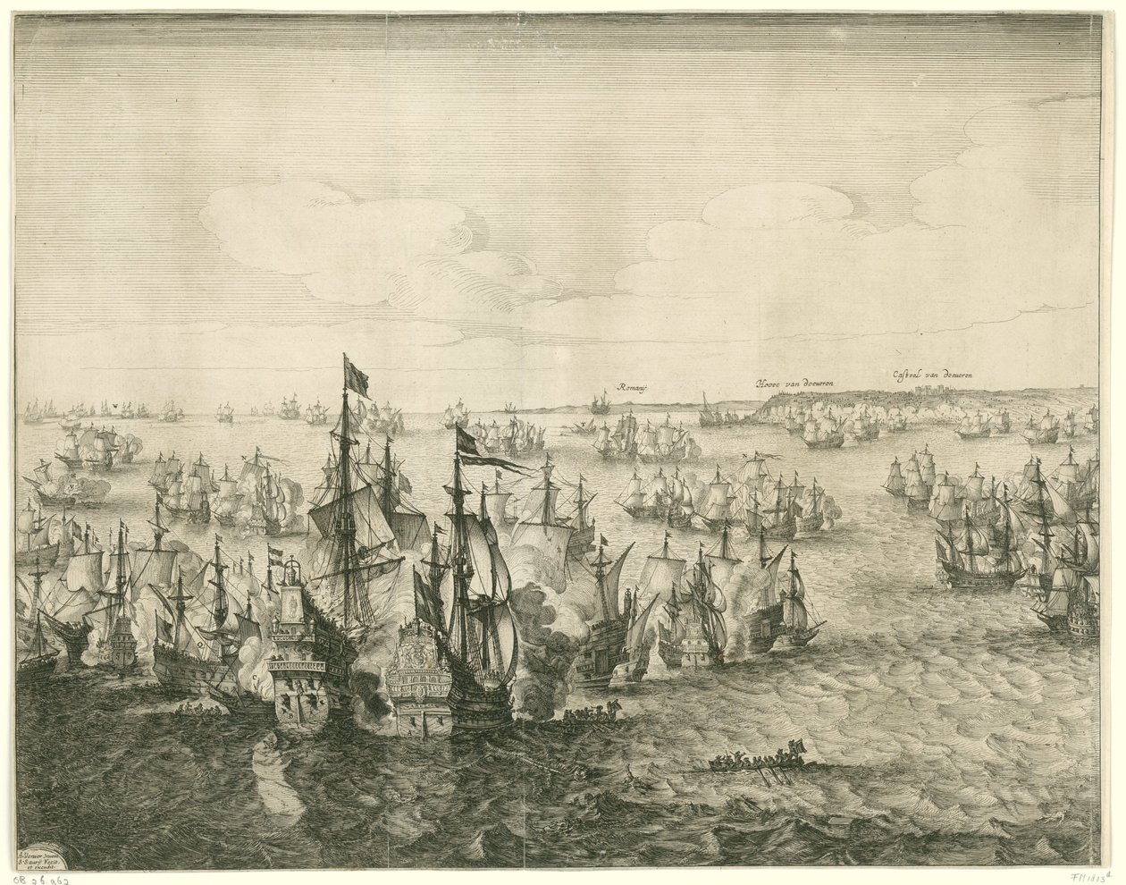 Duins Savaşı (sol plaka), 1639 by Salomon Savery