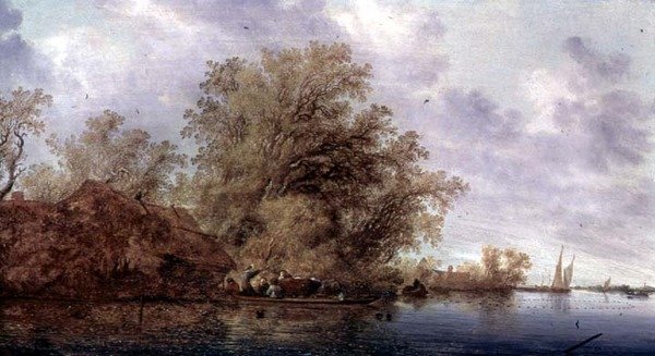 Ormanlık Nehir Manzarası by Salomon van Ruisdael or Ruysdael
