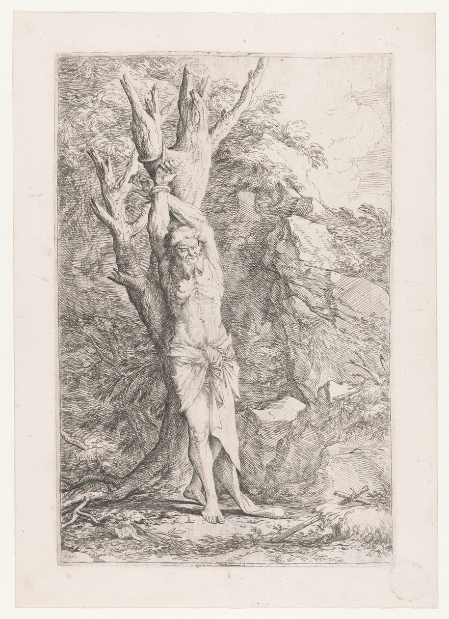 Albert bir ağaca bağlı by Salvator Rosa