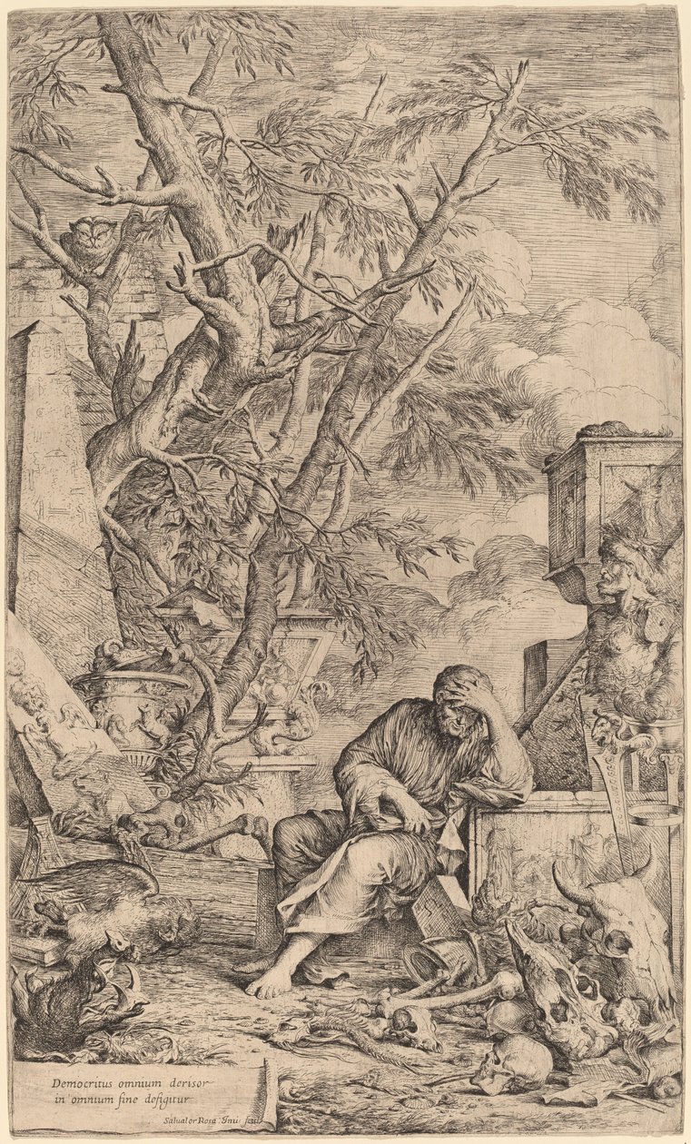 Meditasyonda Demokritos by Salvator Rosa