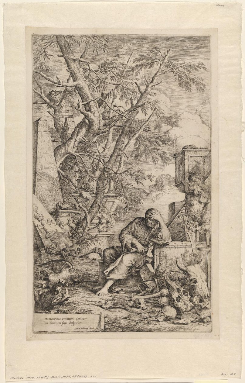 Meditasyonda Demokritos by Salvator Rosa