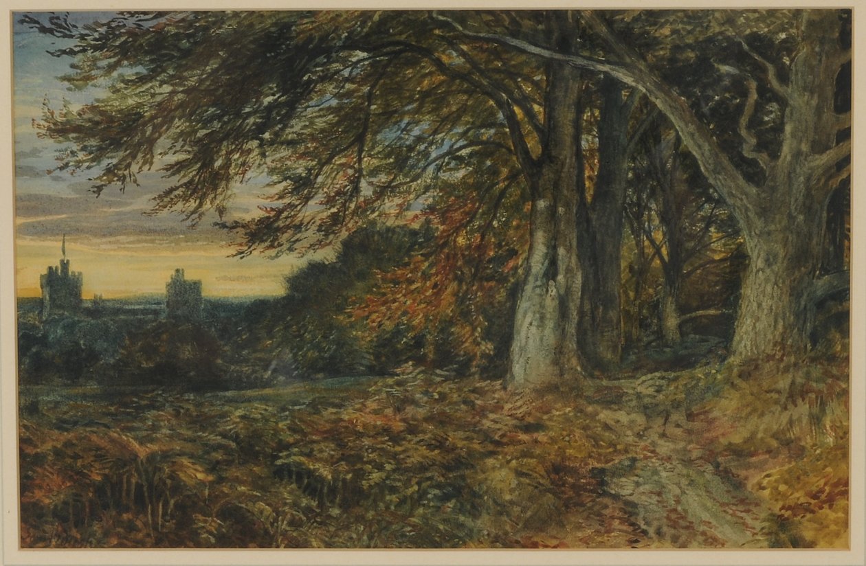 Naworth Kalesi, 1840-45 (kağıt üzerinde wc) by Samuel Bough