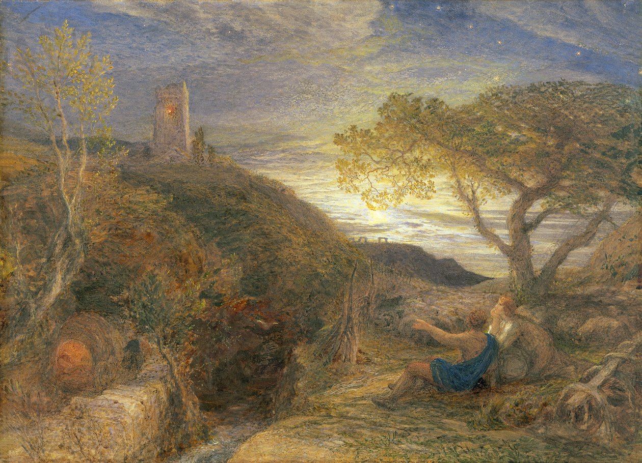 The Lonely Tower, 1868 (Londra panosunda wc ve bodycolor ve arap zamkı) by Samuel Palmer