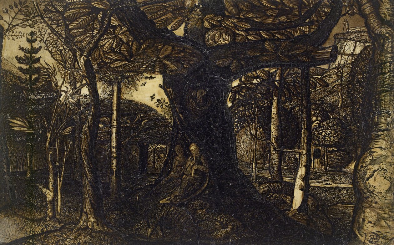 Bir Ağacın Etekleri, 1825 (sepya kalem ve fırça) by Samuel Palmer