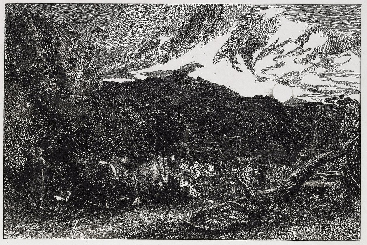 Yorgun Ploughman, 1858 (aşındırma ve kuru nokta) by Samuel Palmer