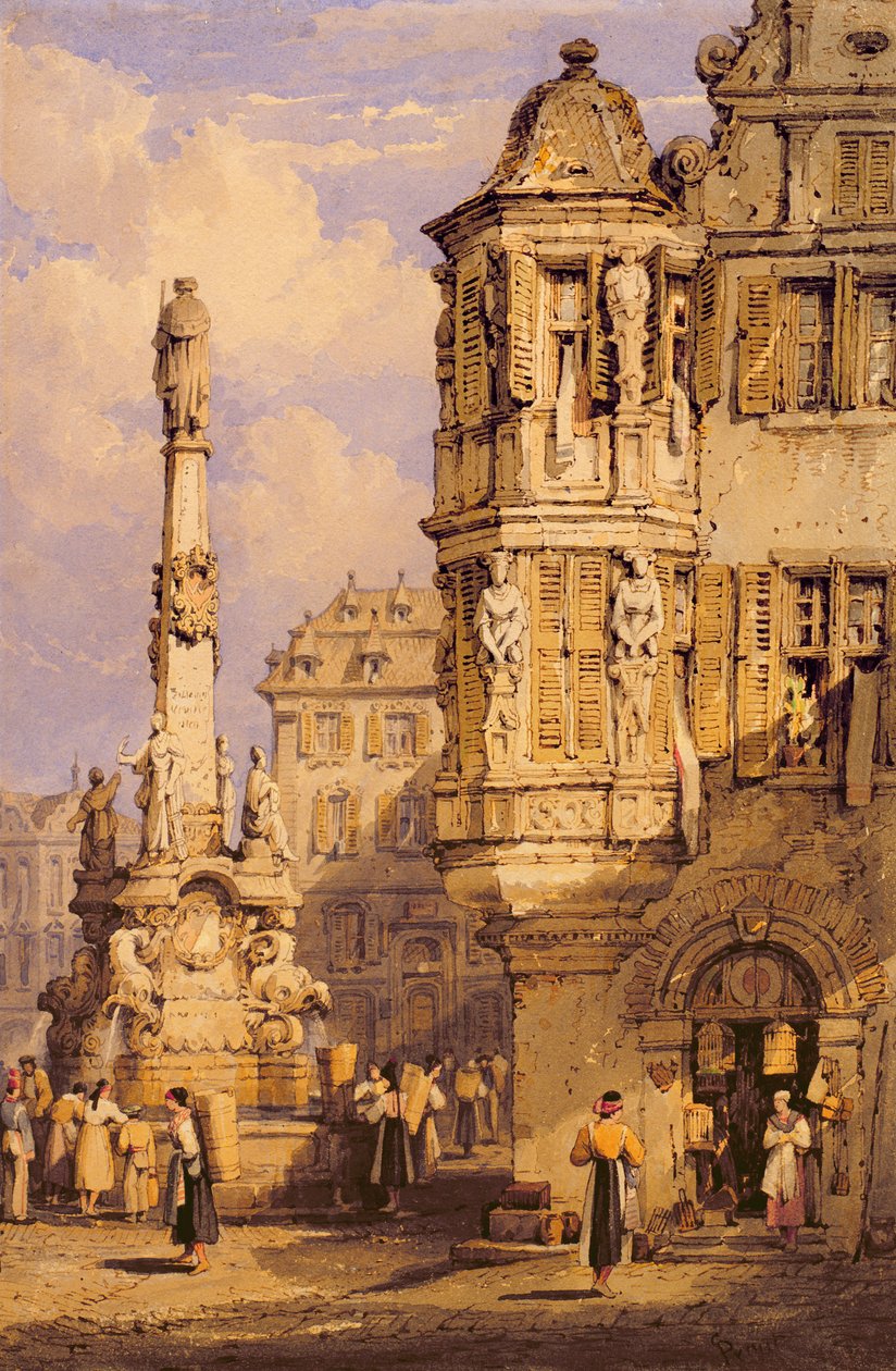 Pazar Meydanı, Würzburg, Bavyera by Samuel Prout