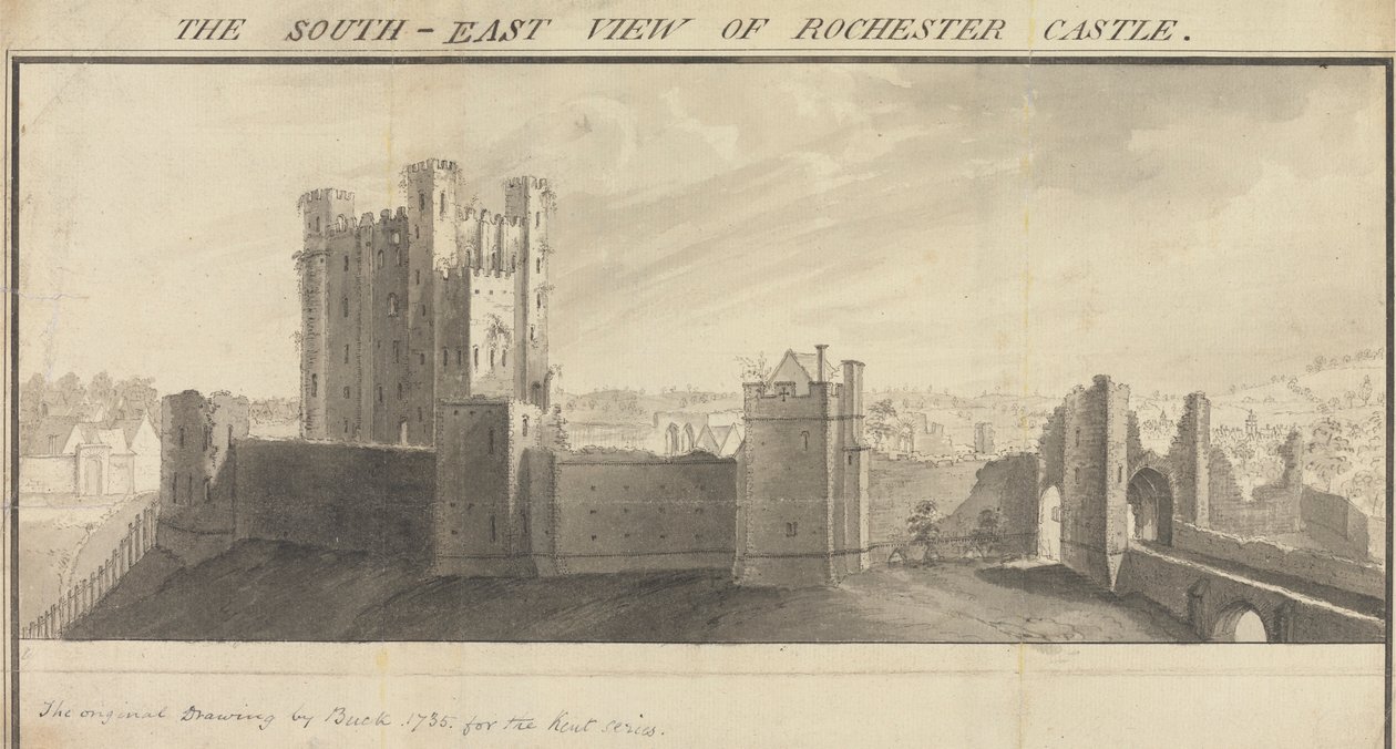Rochester Kalesi'nin Güneydoğudan Görünümü by Samuel Buck