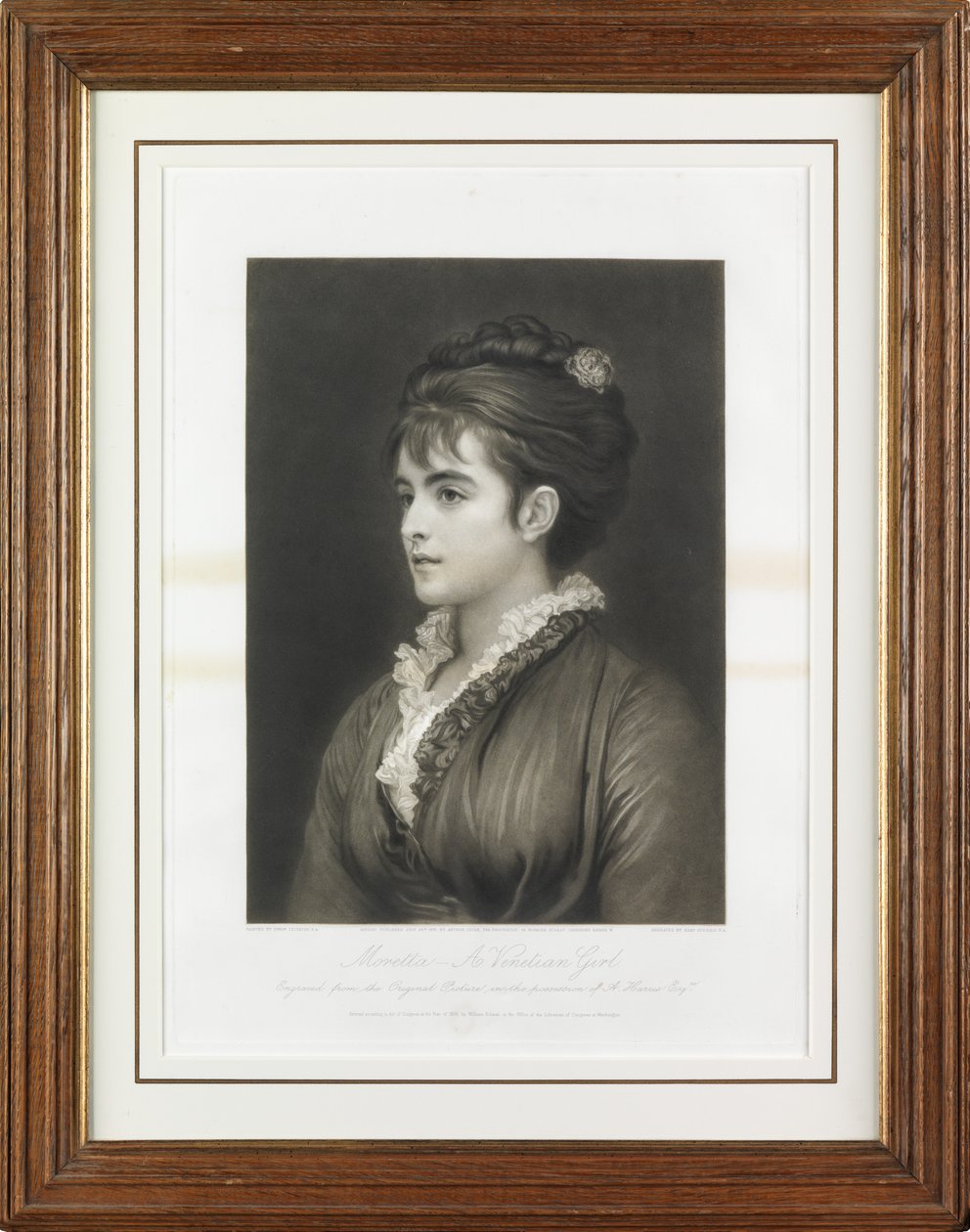 Moretta - Venedikli Bir Kız (mezzotint) by Samuel Cousins