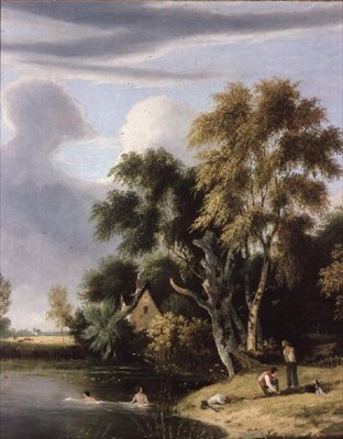 Bir derede banyo yapan çocuklar by Samuel David Colkett