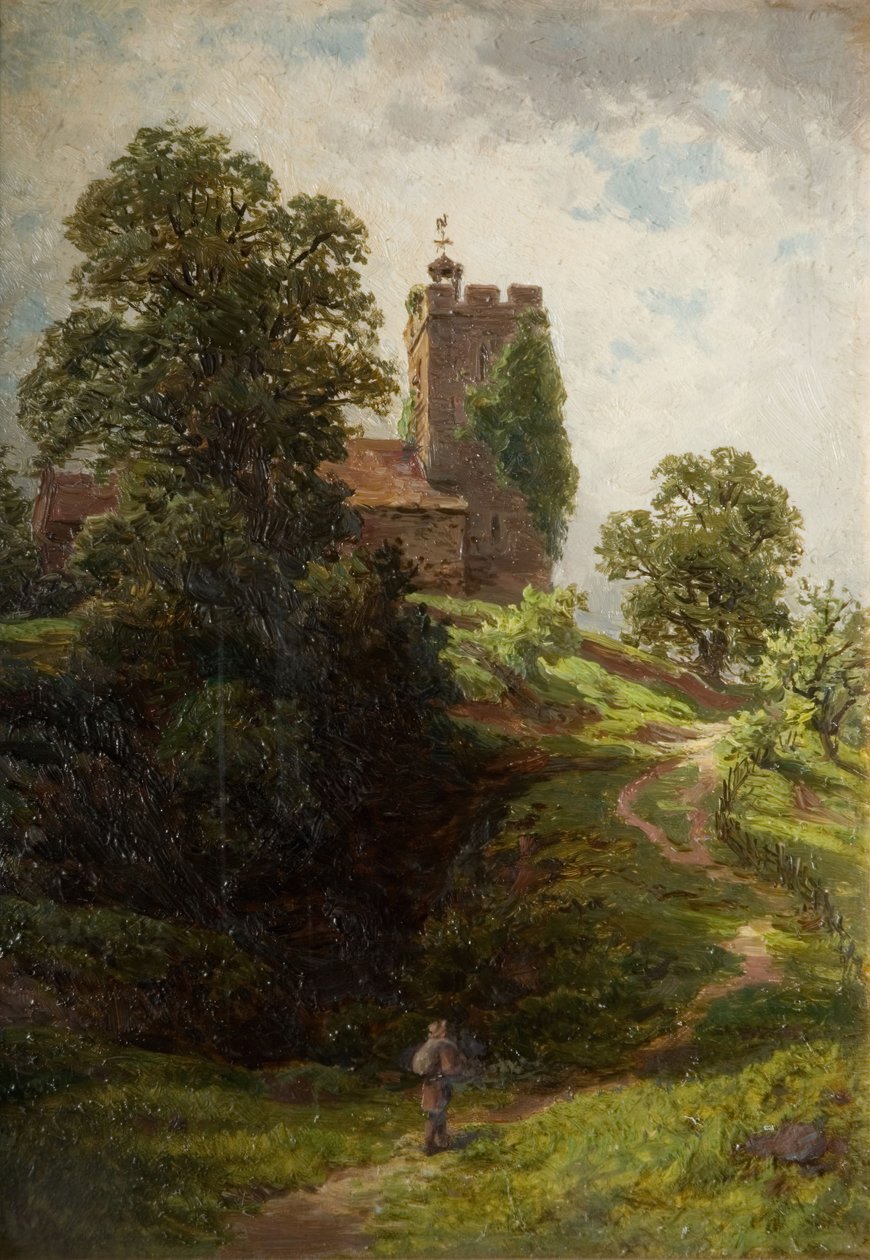 Ludlow yakınlarındaki Wigmore Kilisesi, 1880. by Samuel Henry Baker