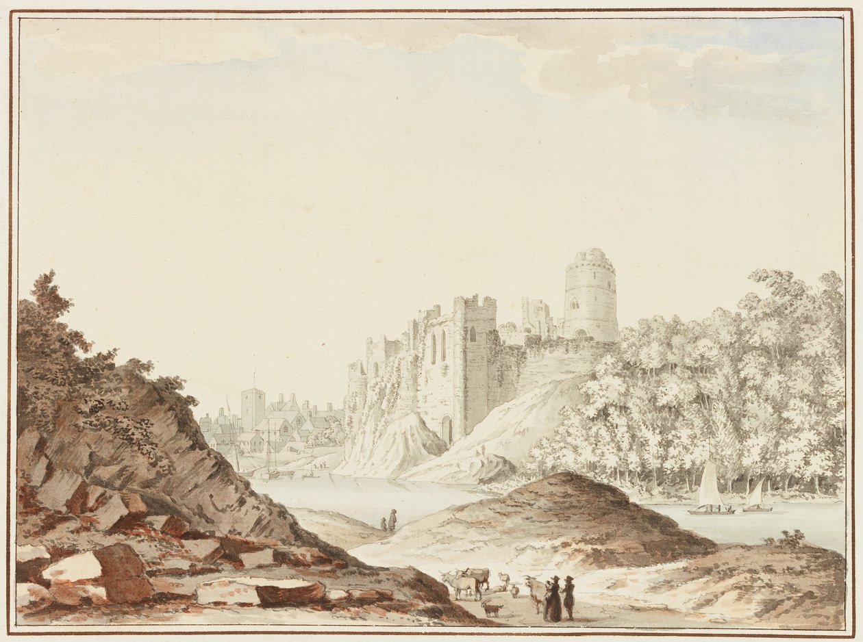 Pembroke Kalesi (dokuma kağıt üzerine wc) by Samuel Hieronymous Grimm
