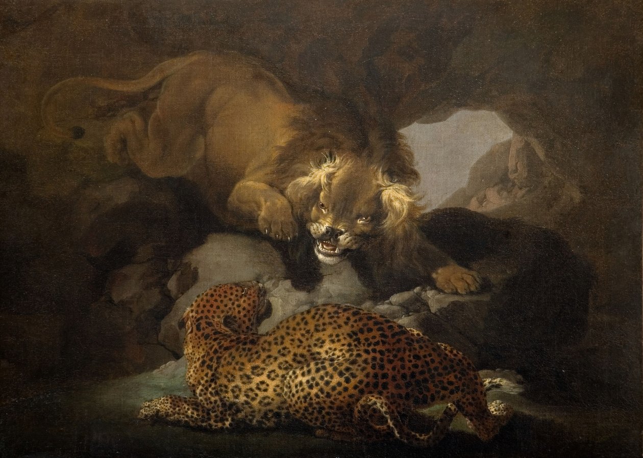 Aslan ve Bir Leopar, 1820. by Samuel Howitt