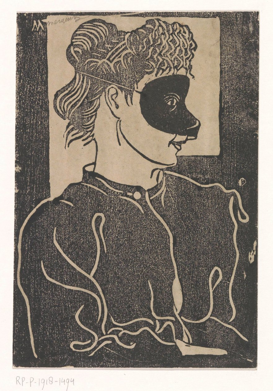 maskeli kadın by Samuel Jessurun de Mesquita (signed by artist)
