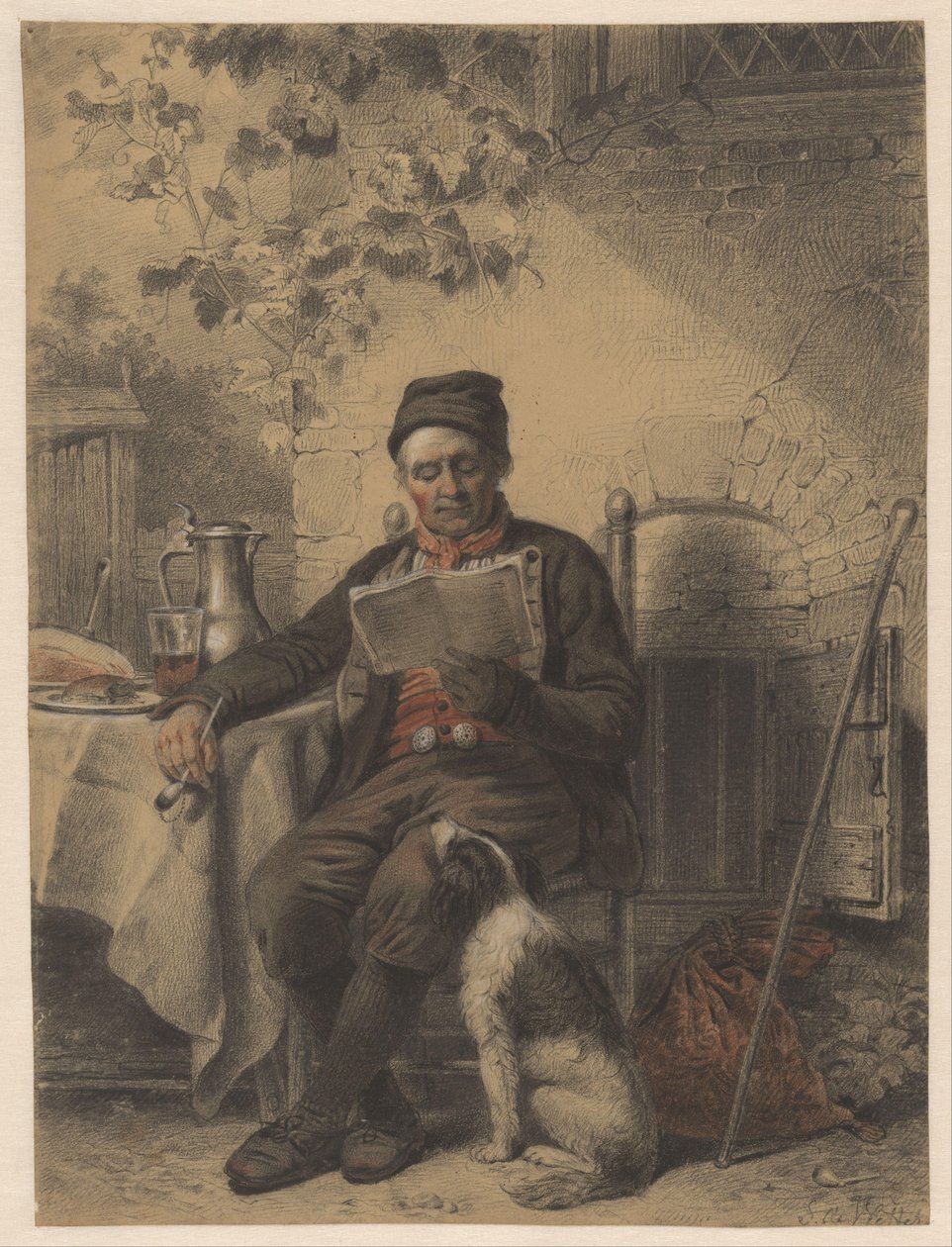 Köpekli adam okuma by Samuel Johannes de Vletter