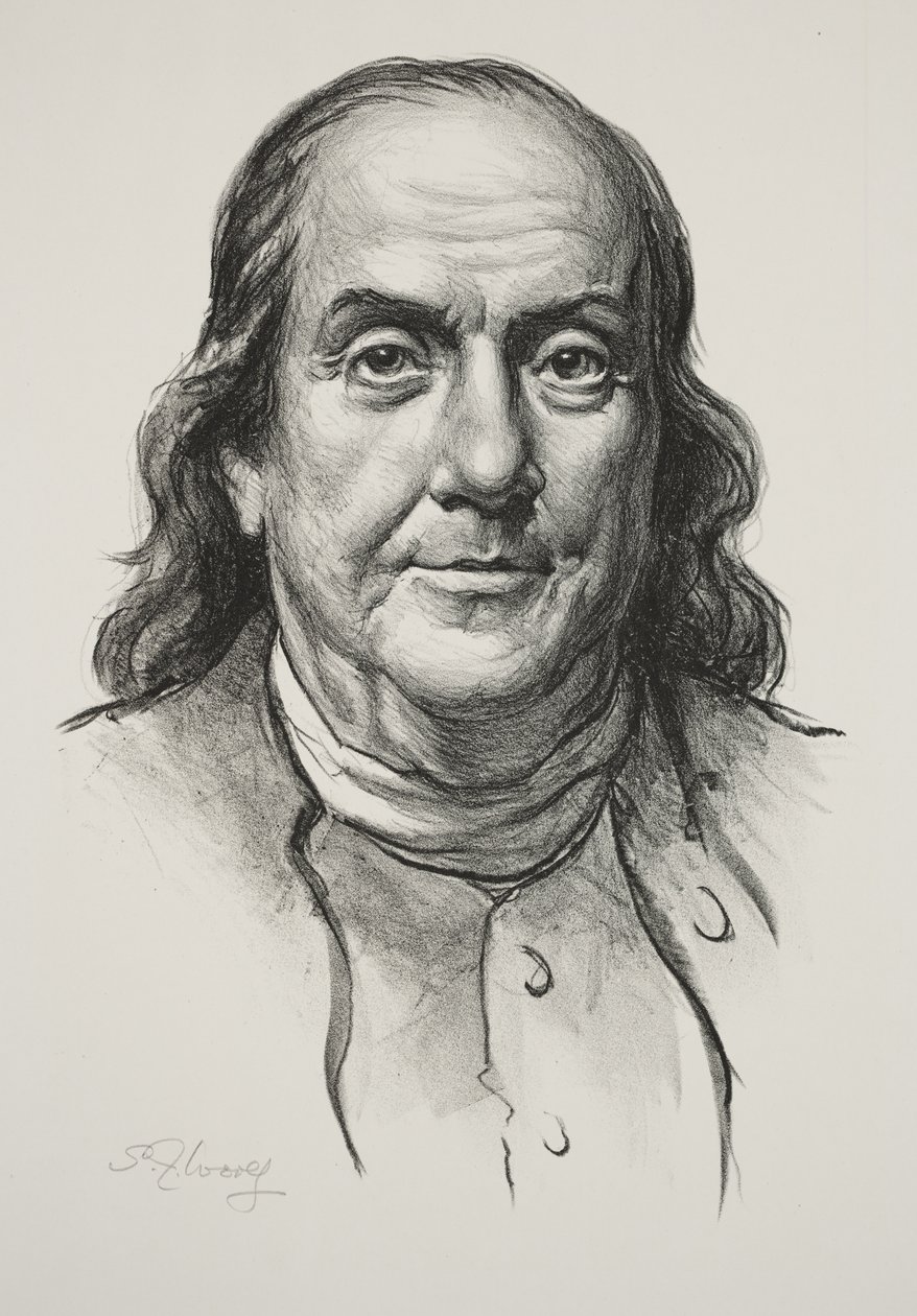 Benjamin Franklin (lito) by Samuel Johnson Woolf