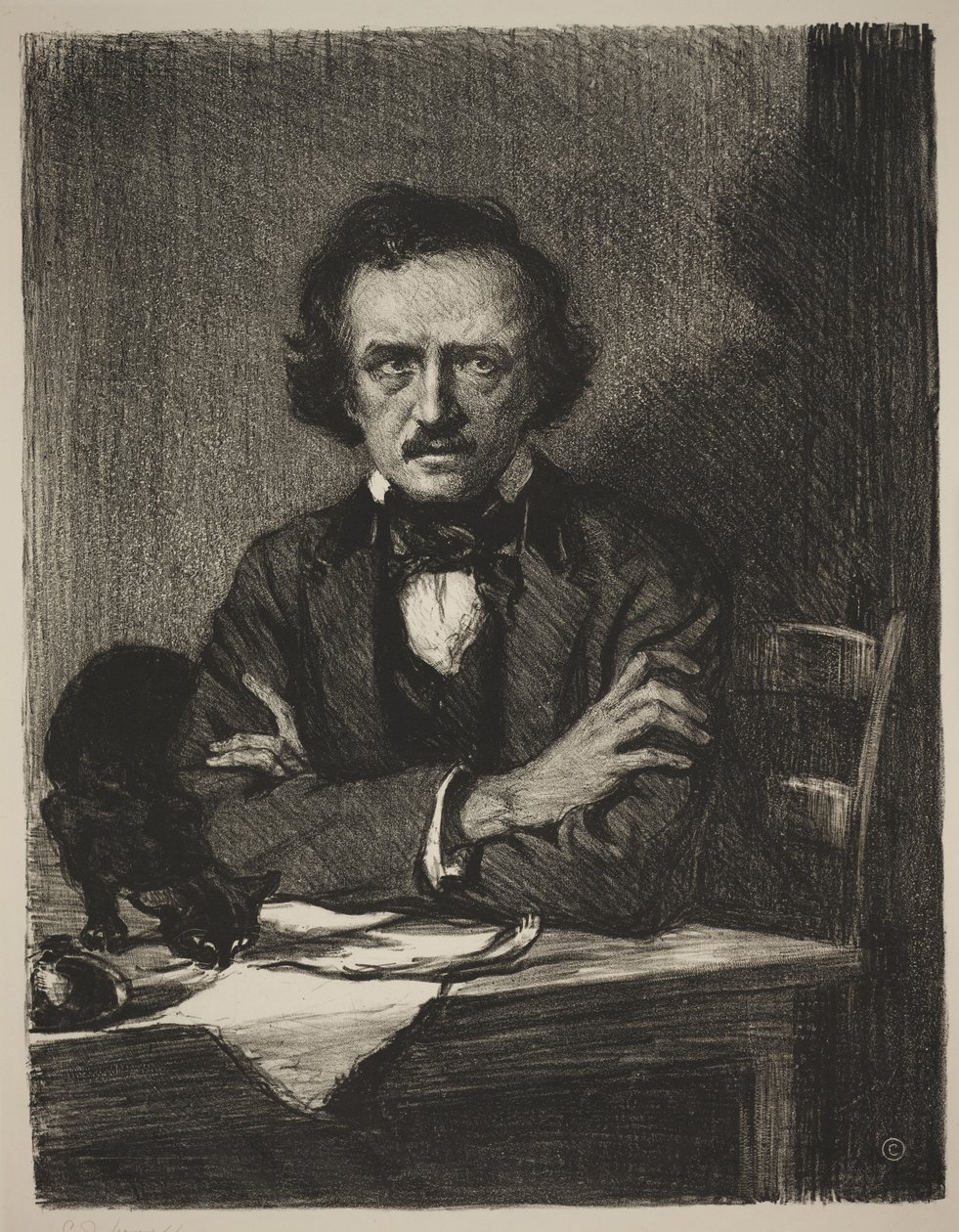 Edgar Allan Poe (lito) by Samuel Johnson Woolf