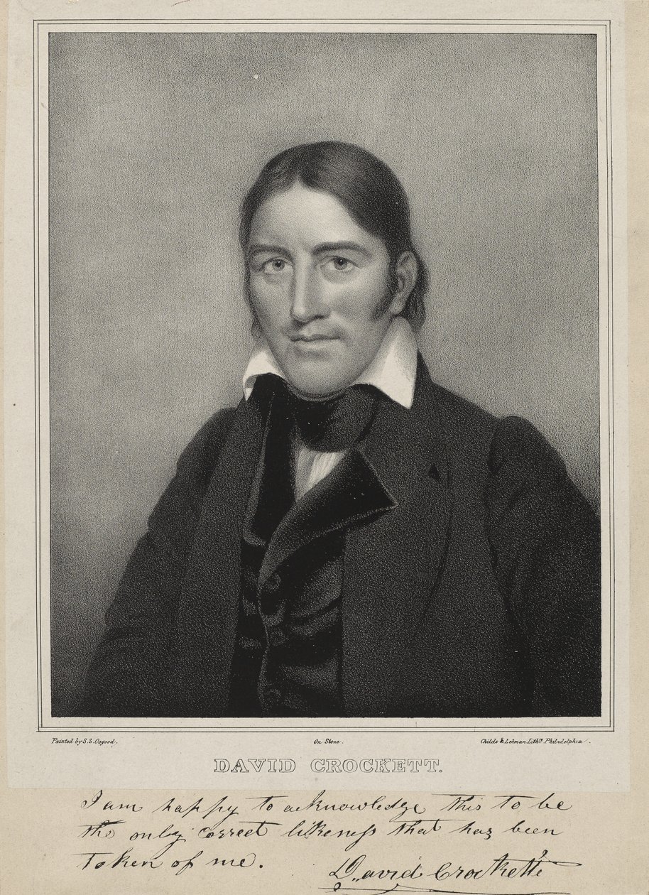 David Crockett, 1835 dolayları (chine colle üzerine litografi) by Samuel Osgood