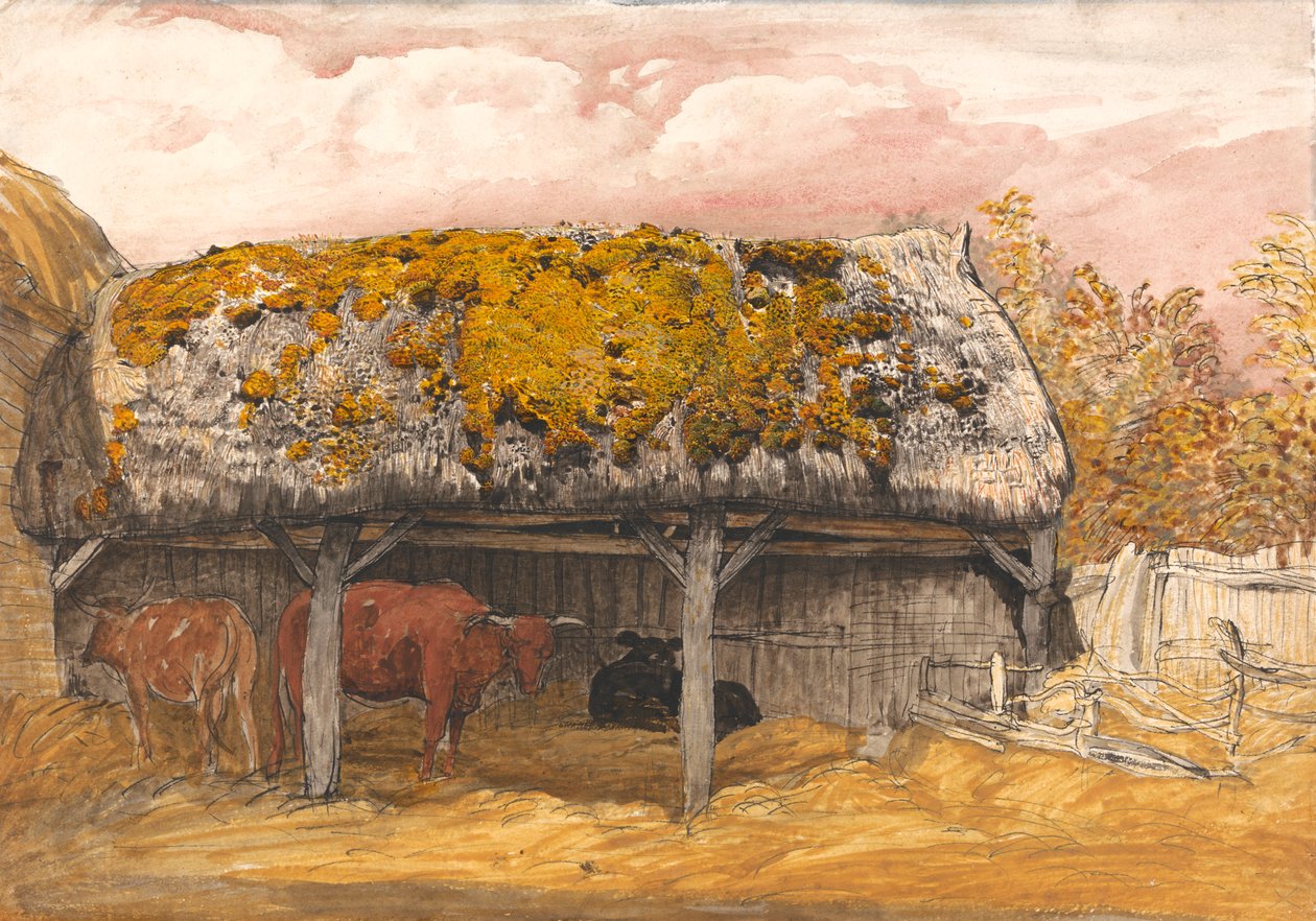 Yosunlu Çatılı Bir İnek Köşkü by Samuel Palmer