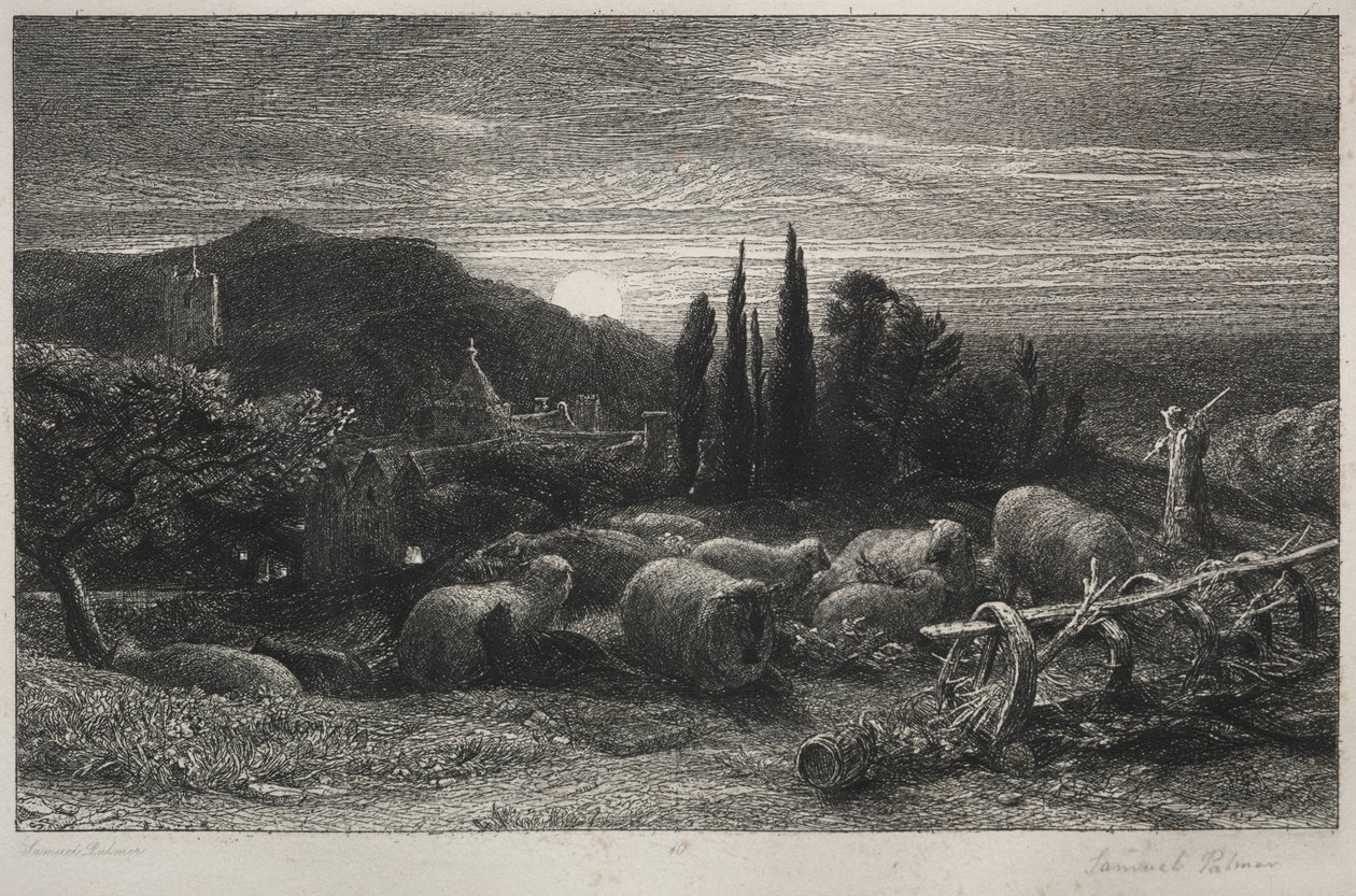 Yükselen Ay. by Samuel Palmer