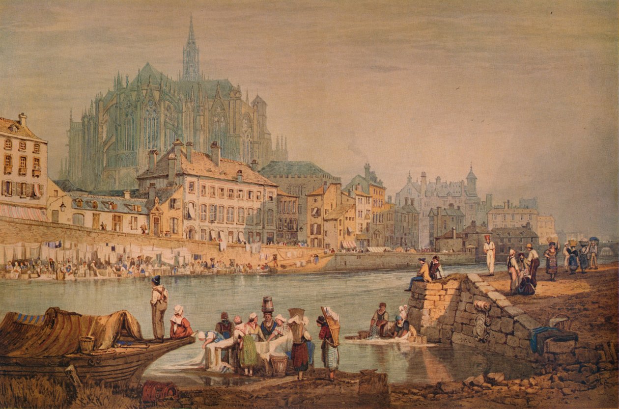 Nehirdeki Katedral Kasabası, c1825 by Samuel Prout
