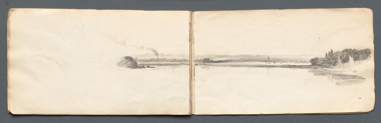 Sketchbook: Yelkenlilerle Manzara, 1814. by Samuel Prout
