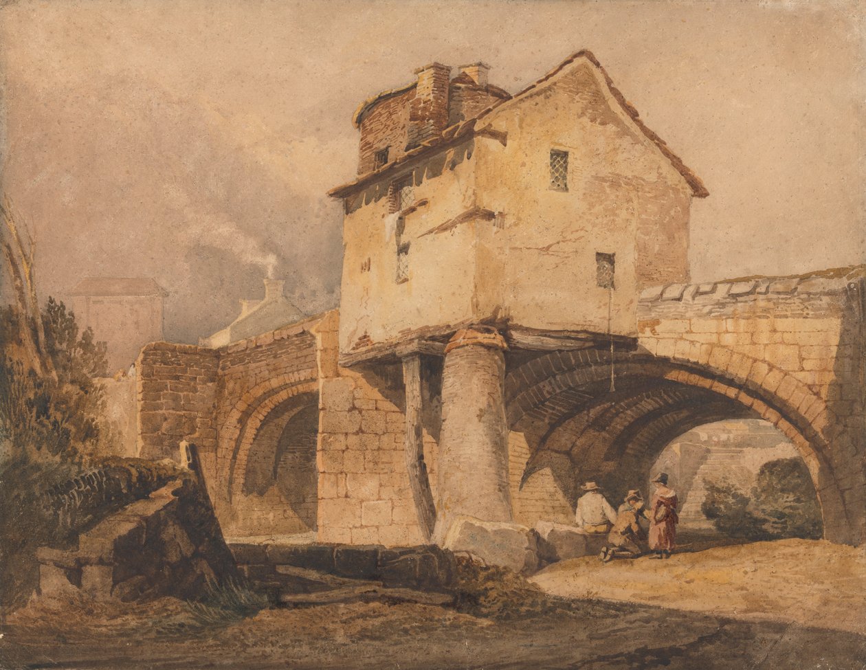 Monnow Köprüsü, Monmouthshire by Samuel Prout