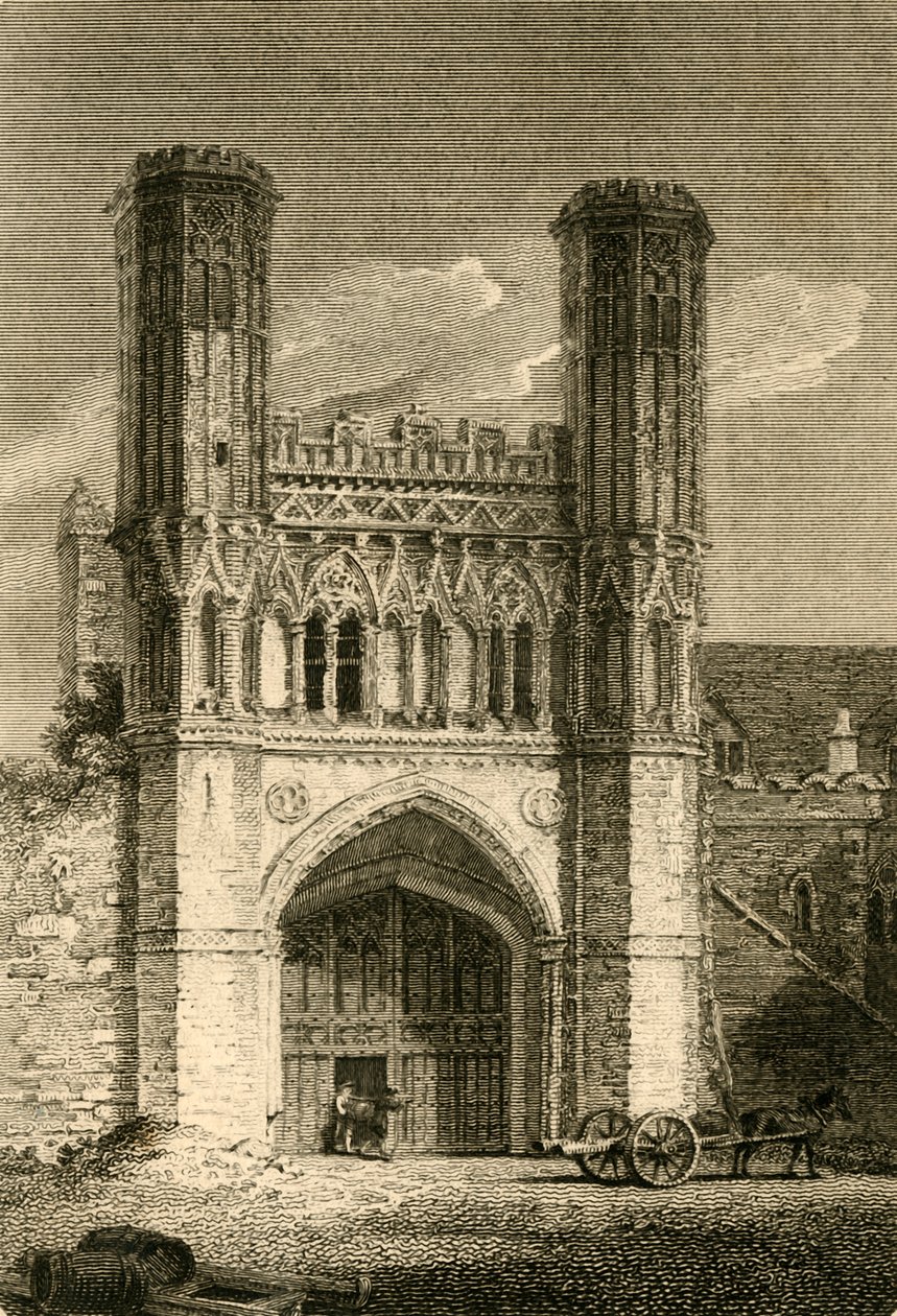 Aziz Augustines Kapısı, Canterbury Kent, 1802. by Samuel Rawle
