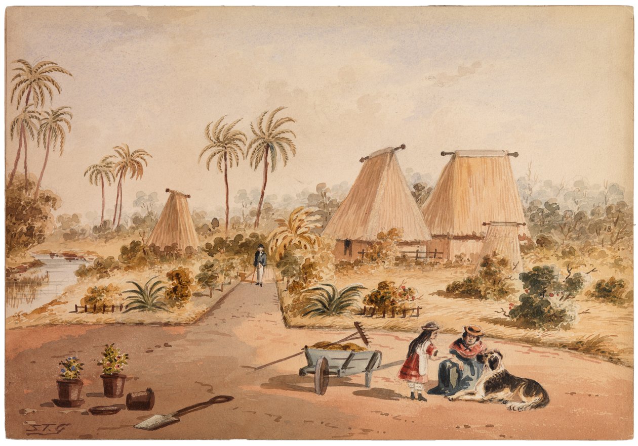 Çiftlik Evi, Savu Körfezi, Fiji, 1870 by Samuel Thomas Gill