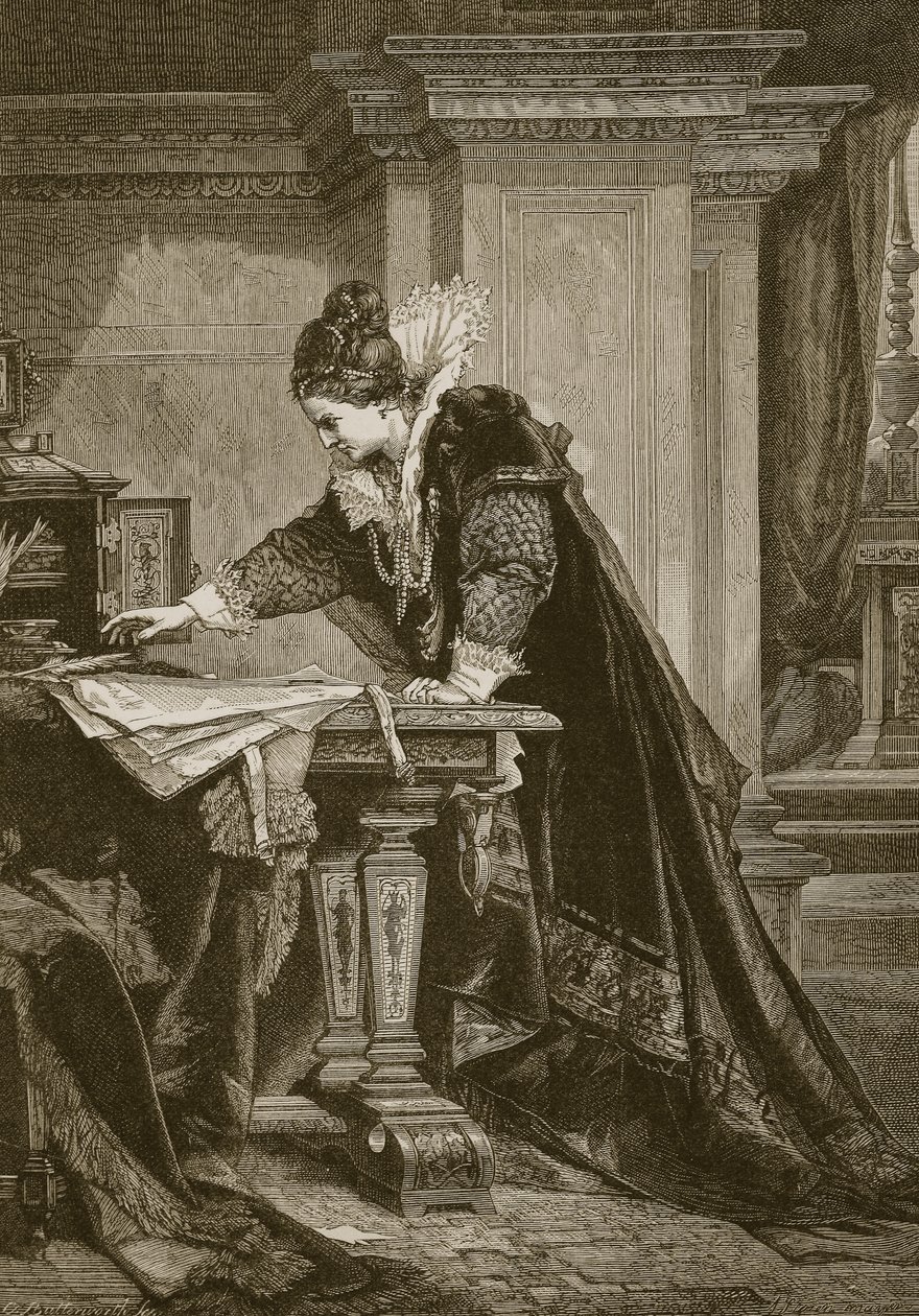 Kraliçe Elizabeth, C. Butterworth tarafından oyulmuş İskoç Kraliçesi Mary