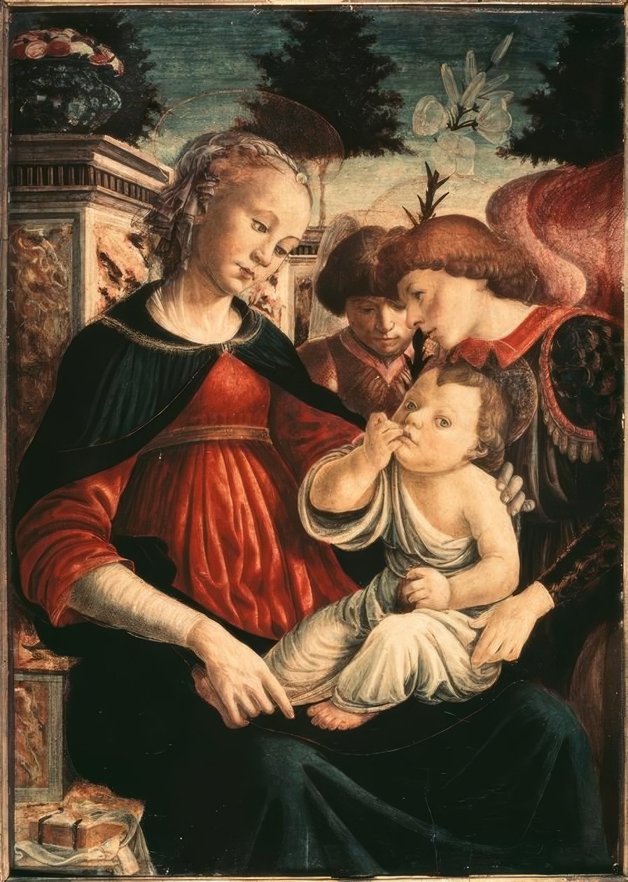 Meryem ile çocuk ve iki melek by Sandro Botticelli