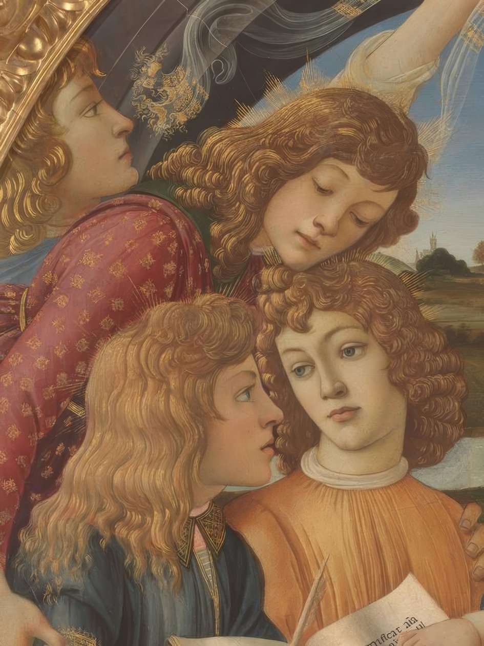 Meryem ile çocuk ve beş melek by Sandro Botticelli